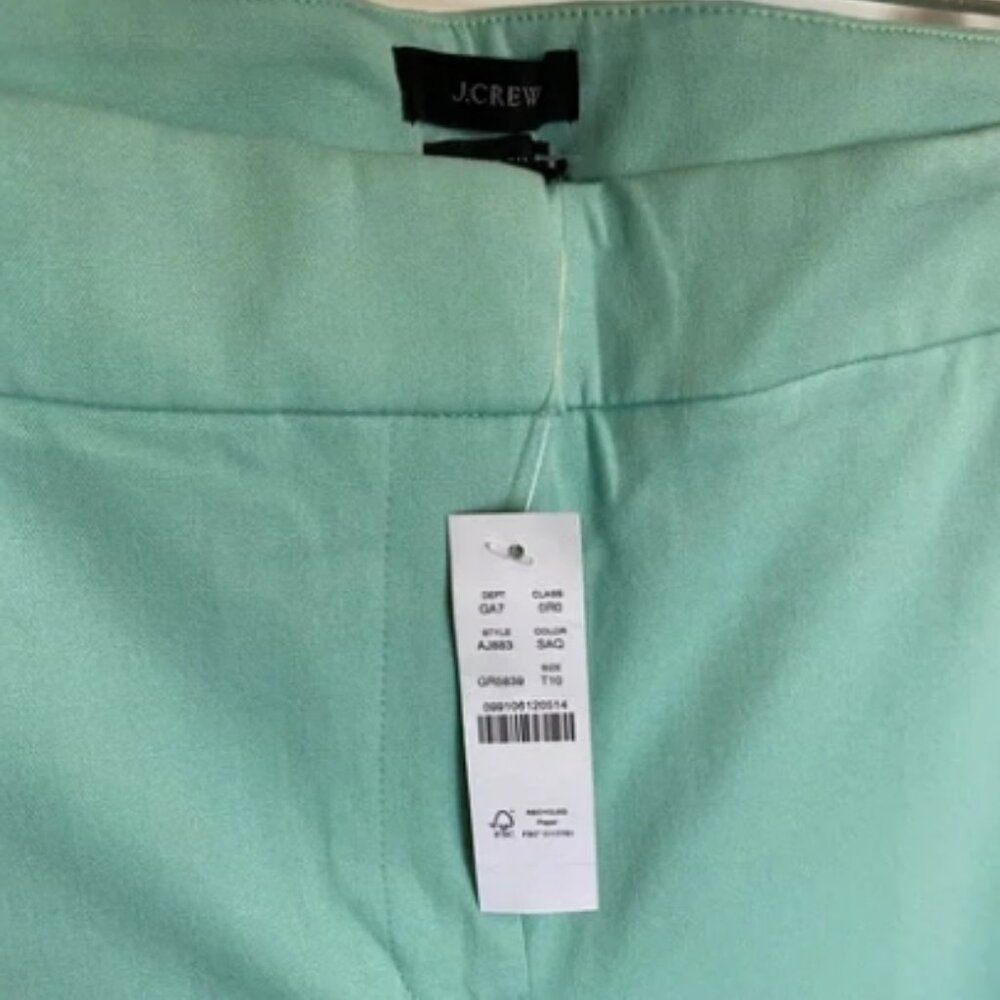 NWT J. Crew Hayden Kick Out Crop Pant in Bi Stretch Cotton Sz 8 Mint Aqua - Picture 6 of 11
